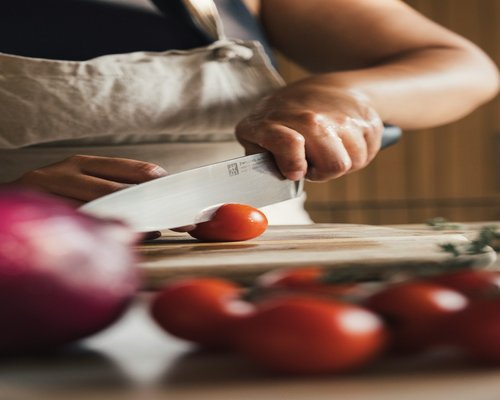 Healthy meal preparation with vegetables